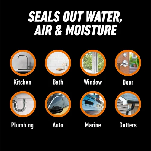 Miniatura 3 de Gorilla Sellador de silicona impermeable para calafatear y sellar, cartucho de 10 onzas (paquete de 2) - Sellador de calafateo blanco para cocina