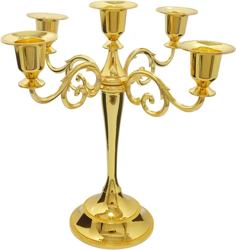 Miniatura 17 de Candelabro de 3 brazos de metal – Portavelas para candelabros para eventos formales, bodas, iglesia, decoración festiva, Halloween – Soporte Cobre