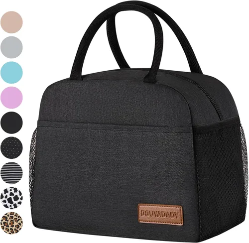 Miniatura 29 de douyadady Bolsa de almuerzo para mujeres/hombres, fiambrera mujeres/hombres (azul bebé+rayas blancas)