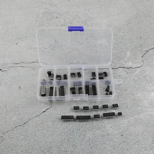 Miniatura 7 de 50pcs 10 Tipos Circuito Integrado Chip Surtido Kit Baja Entrada Baja Voltaje LM324 LM358 LM386 LM393 UA741 NE5532 NE555 PC817 ULN2003 ULN2803