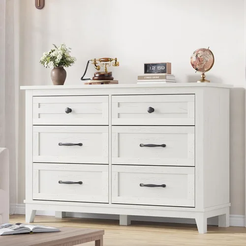 Miniatura 10 de GarveeHome Cómoda de 6 cajones para dormitorio, cómoda de 47 pulgadas de ancho con almacenamiento independiente, baúl de almacenamiento de madera