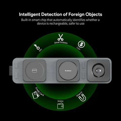 Miniatura 4 de Cargador de viaje inalámbrico 3 en 1 para iPhone, Airpods, Apple Watch - 15 W, 5 W, 2.5 W, para reloj de teléfono inteligente, compacto, plegable