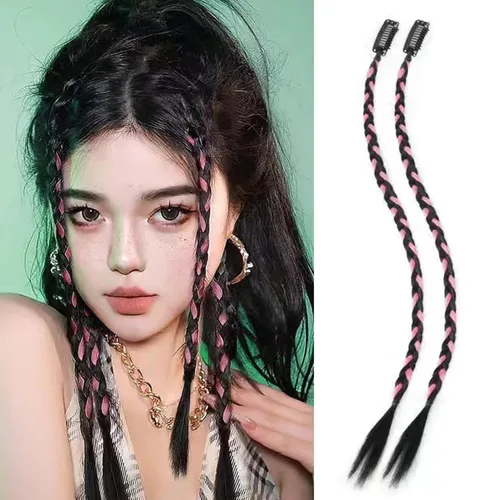 Miniatura 2 de NICENEEDED 6 extensiones de cabello trenzado con clip, 18 pulgadas, trenzas laterales frontales, extensiones de cabello largo, cabello sintético