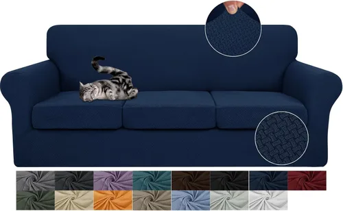 JIVINER Fundas de sofá de 4 piezas para sofá de 3 cojines, funda elástica para sofá con 3 fundas de cojín de asiento, funda gruesa ajustada para