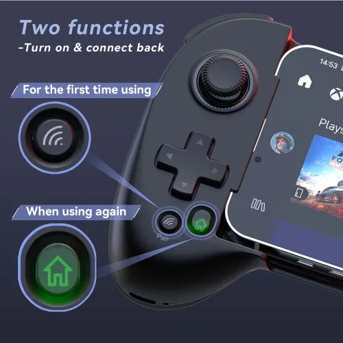 Miniatura 5 de ShanWan Mobile Game Controller for iphone/Android with PHONE CASE Support, Bluetooth Wireless Gamepad - PS Remote Play, Xbox Cloud, Steam Link