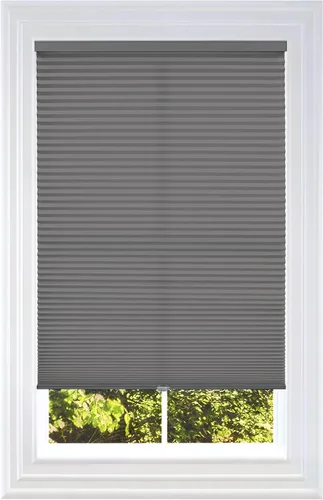 BlindsAvenue Persiana Celular de Panal de Abeja Sin Cordón de Poliéster, Celda Sencilla de 9/16", Filtrado de Luz, Antracita, Tamaño: 18" An x 48" Al