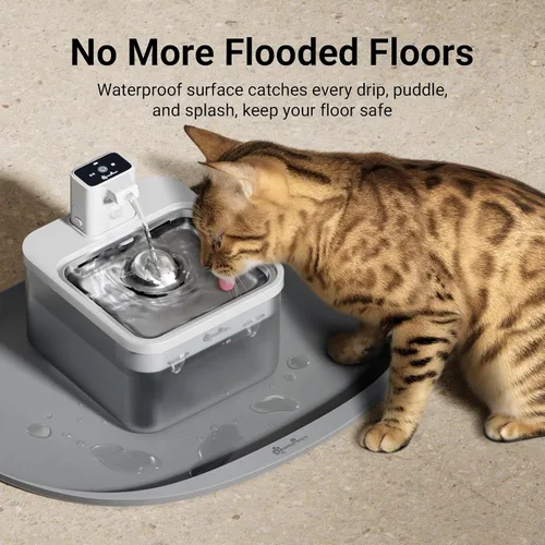 Miniatura 3 de DownyPaws Tapetes de Comida para Gatos para Pisos Impermeables, Tapete de Alimentación para Mascotas de Silicona Libre de BPA, Tapete Antideslizante
