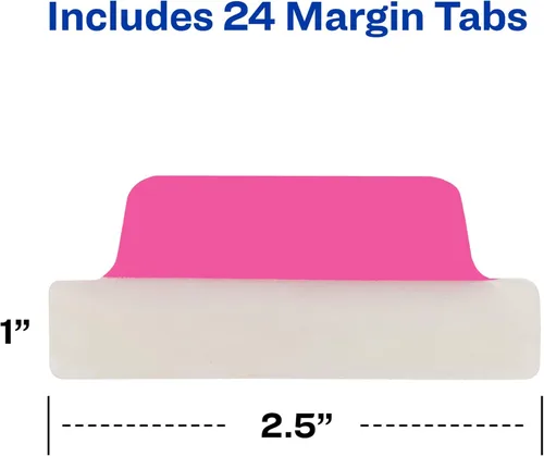 Miniatura 7 de Avery Pestañas Margin Ultra, 2.5 x 1 pulgada, 2 lados para escribir, colores neón, 24 pestañas reposicionables, 72 paquetes (74767)