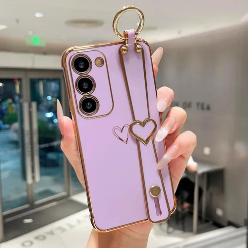 Miniatura 17 de ZTOFERA Funda diseñada para Samsung Galaxy S20 FE 5G, borde chapado de lujo, patrón de corazones de amor con pulsera y función atril, protección