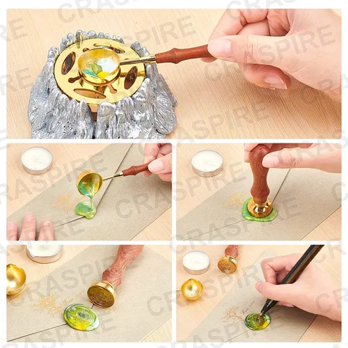 Miniatura 5 de Sello de cera inicial S CRASPIRE, sello de cera de letra alfabética vintage, sello de cera medieval de hojas de olivo clásico de 25 mm, cabeza