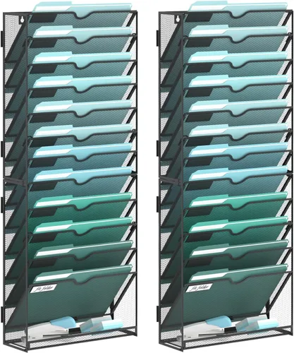 Miniatura 12 de SUPEASY Organizador de archivos de pared de 6 niveles, archivos de pared colgantes para papeles, carpetas, revistas, organizador de pared