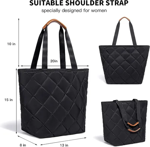 Miniatura 6 de Insulated Cooler Bag Reusable Grocery Tote Bags Transport Large Lunch Box for Women Negro satinado