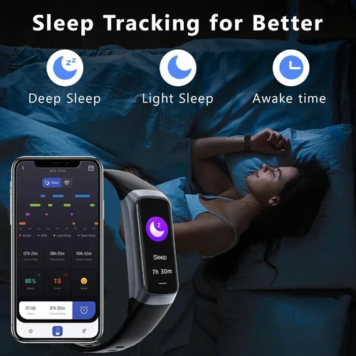 Miniatura 4 de Rastreador de Fitness con Monitor de Frecuencia Cardíaca/Oxígeno en Sangre/Sueño, Más de 20 Modos Deportivos Relojes Inteligentes