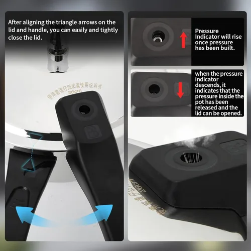 Miniatura 4 de Olla a presión de acero inoxidable, olla a presión compatible con inducción de 6.3 cuartos de galón con dispositivos de protección indicador