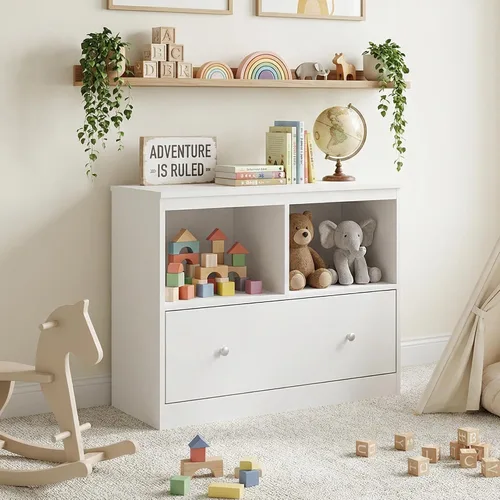 Miniatura 9 de Ikebana Organizadores y almacenamiento de juguetes para niños, estantería para niños pequeños con cajón, estantería para niños para salas