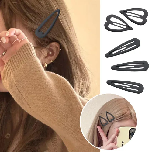 Miniatura 6 de 15 pinzas de metal para el cabello para mujer, pinzas antideslizantes para el cabello color caramelo de estrella para mujeres y niñas (negro)