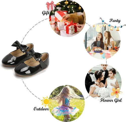 Miniatura 5 de Felix & Flora - Zapatos bajos de vestir con flores para niña pequeña, tipo bailarina, para fiesta, escuela o boda