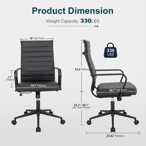 Miniatura 2 de Okeysen Silla de escritorio de oficina, sillas de sala de conferencias, silla giratoria ejecutiva ergonómica moderna, altura ajustable, de piel