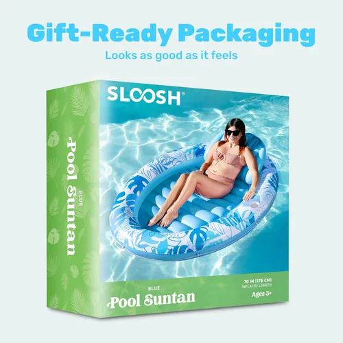 Miniatura 10 de Sloosh Flotador inflable para piscina, flotador ovalado de 70 x 50 pulgadas para adultos, flotadores de balsa para piscina, tumbona personal