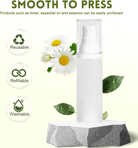 Miniatura 4 de 6 botellas vacías de espray de niebla fina de 1.0 fl oz/1 oz esmeriladas transparentes sin aire, botellas de spray de bomba cosmética recargables