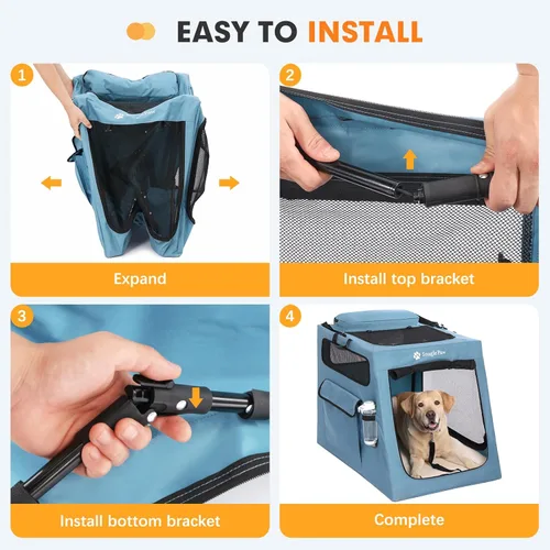Miniatura 8 de Snagle Paw Jaula portátil para perros para viajes en automóvil, jaula de viaje plegable para perros grandes con marco de metal y ventanas de malla