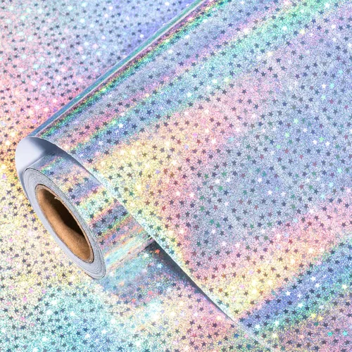 Miniatura 18 de LeZakaa Papel de Regalo Holográfico Rosa, Papel de Aluminio Metálico con Brillo y Diseño de Estrellas para Navidad, Día de la Madre, Graduación