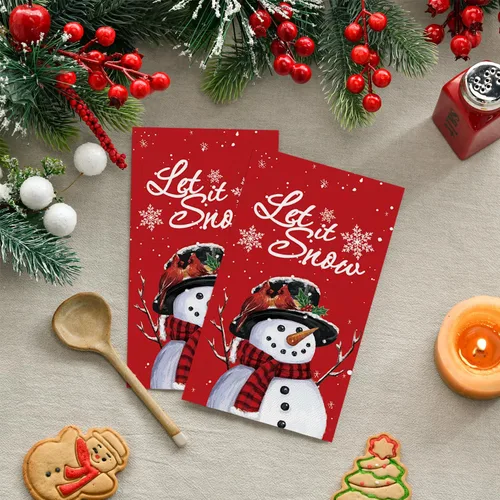 Miniatura 2 de Horaldaily 100 servilletas decorativas de papel desechables de Navidad, muñeco de nieve rojo para fiesta, almuerzo, cena, cocina, baño, Navidad