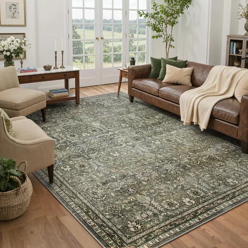 Miniatura 17 de Alfombras Lahome de color verde oscuro para pasillo de 2x10, alfombra lavable resistente a manchas para cocina de 10 pies, alfombra antideslizante