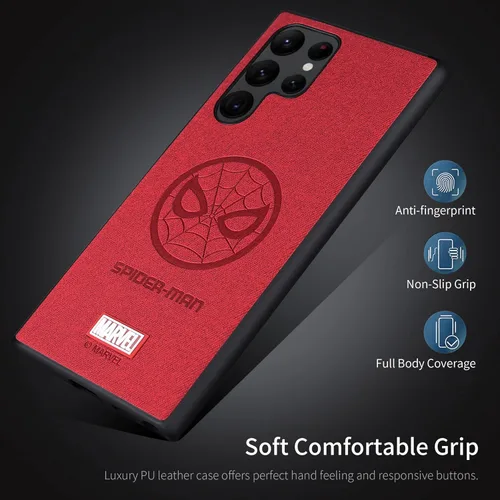 Miniatura 5 de Funda para Galaxy S22 Ultra 5G, con personaje de superhéroe para Samsung Galaxy S22 Ultra, funda de piel roja