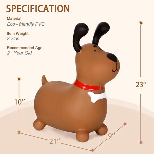 Miniatura 2 de INPANY Perro Saltarín Marrón Caballo Saltador para Niños Pequeños - Caballo Saltador Rebotante, Juguetes de Animales para Montar para Niñas y Niños
