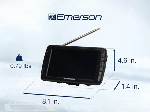 Miniatura 5 de Emerson Televisor portátil de 7 pulgadas con antena – Mini HDTV alimentado por batería recargable, sintonizador digital ATSC, entrada HDMI USB AV