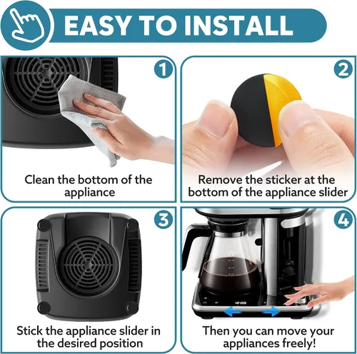 Miniatura 6 de Deslizadores de electrodomésticos para cocina, 24 piezas autoadhesivas para cocina, pequeños hallazgos de electrodomésticos, fáciles de mover