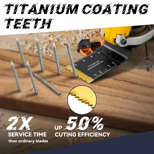 Miniatura 4 de AIFICUT 15 hojas de sierra oscilantes de titanio, cuchillas multiherramienta universales para clavos de metal, material duro y madera y plástico