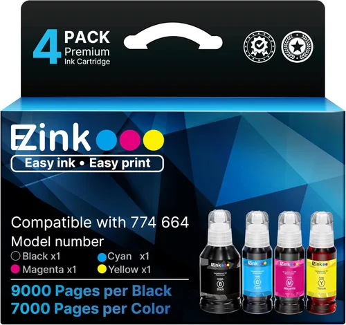E-Z Ink Botellas de repuesto de tinta 774XL 664XL remanufacturadas para botellas de repuesto de tinta para L100 ET-3600 ET-2650 ET-4550 ET-16500