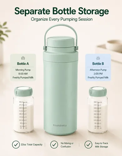 Miniatura 5 de Koalababy - Enfriador portátil de leche materna de 22 onzas, enfriador de 24 horas, 2 biberones Cooling ring, insulated breastmilk storage for