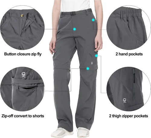 Miniatura 4 de Little Donkey Andy Pantalones convertibles elásticos con cremallera y secado rápido para mujer