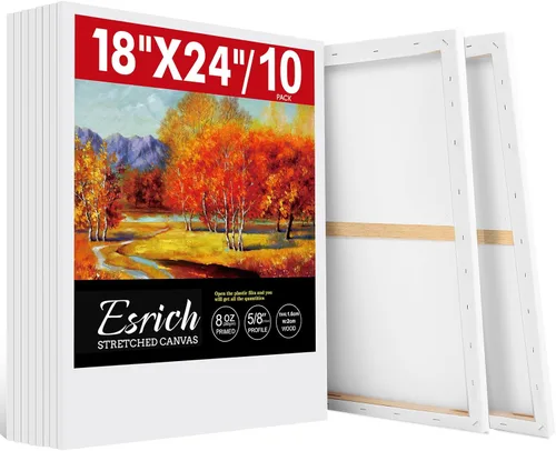 Miniatura 12 de ESRICH Paquete de 40 lienzos entelados para pintar de 8x10, lienzos en blanco para pintar - Algodón imprimado, lienzos de arte para pintura al óleo