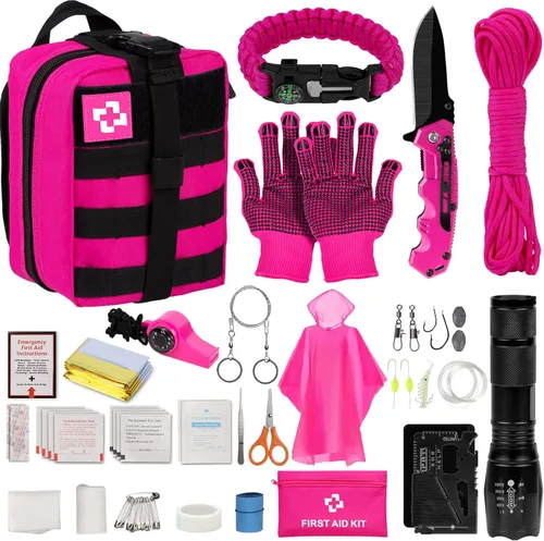 Kit de supervivencia de emergencia y kit de primeros auxilios, kit de defensa personal, kit de seguridad, equipo de supervivencia y equipamiento con