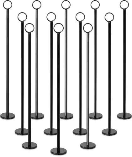 New Star Foodservice 27730 - Soporte para números de mesa con clip de anillo, soporte de números, 18 pulgadas, juego de 12, acabado negro