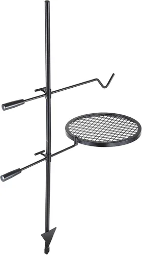 Miniatura 9 de VEVOR Parrilla giratoria para fogata, parrilla para hoyo de fuego con rejilla sobre hoyos de fuego, rejillas de parrilla de acero resistentes