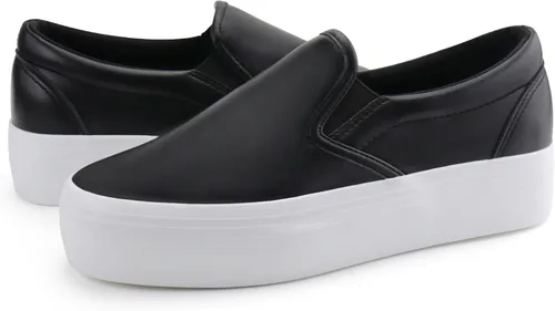 Miniatura 5 de JABASIC Mocasines de plataforma sin cordones para mujer, mocasines cómodos y casuales