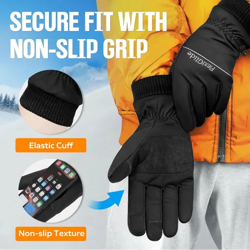 Miniatura 3 de Guantes de esquí impermeables de invierno para hombres y mujeres, nieve cálida para ciclismo, clima frío, conducción en bicicleta, correr