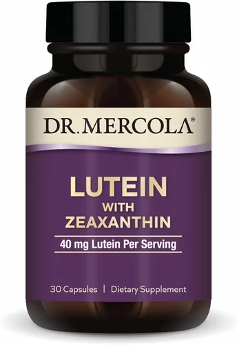 Dr. Mercola Luteína con zeaxantina - Apoya la salud ocular y cerebral - Carotenoides maculares de extracto de flor de caléndula - Sin OMG, sin