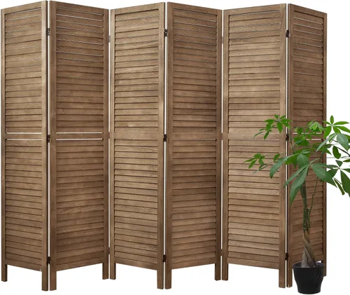 Miniatura 13 de Separadores de habitación y pantallas plegables de privacidad, separadores de madera con listones de pared para el hogar, oficina, dormitorio, 4