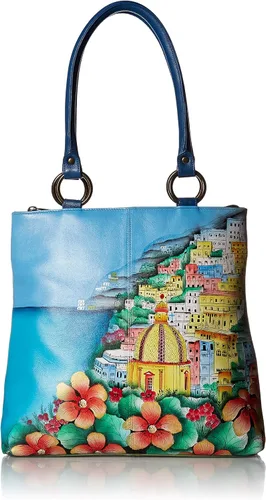 Anna by Anuschka Comprador clásico grande de cuero genuino para mujer | Obra de arte original pintada a mano