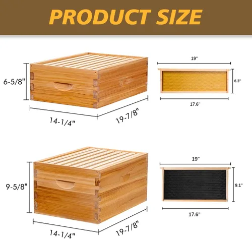 Miniatura 5 de Beehive - Kit de iniciación de 8 marcos para colmenas de abejas y suministros, colmena de abejas para principiantes, colmena de abejas incluye 1