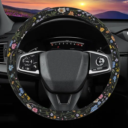 Miniatura 14 de Funda universal para volante de automóvil con masaje 3D, 14.5-15 pulgadas, fundas de cuero de fibra de carbono negras, transpirables