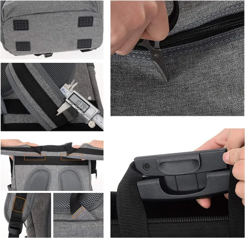 Miniatura 9 de Mochila para herramientas con respaldo acolchado para electricista, fontanero y reparador de cables y climas Gris