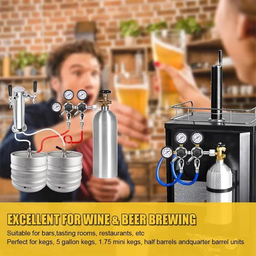Miniatura 8 de MRbrew Regulador de CO2 de barril de doble salida, regulador de barril CGA-320, regulador de cerveza de barril, montaje de extremo roscado