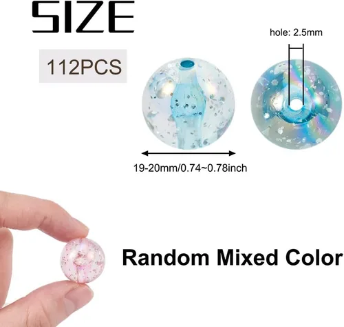 Miniatura 3 de Cheriswelry Cuentas acrílicas de color mixto para poni, espaciador suelto de plástico grueso, bolas de chicle, espaciador para pulseras, collares